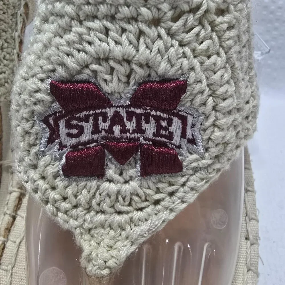 CRUZERZ MISSISSIPPI STATE BULLDOGS CROCHETED SLIP ON SANDAL ESPADRILLE  EUC SZ 9